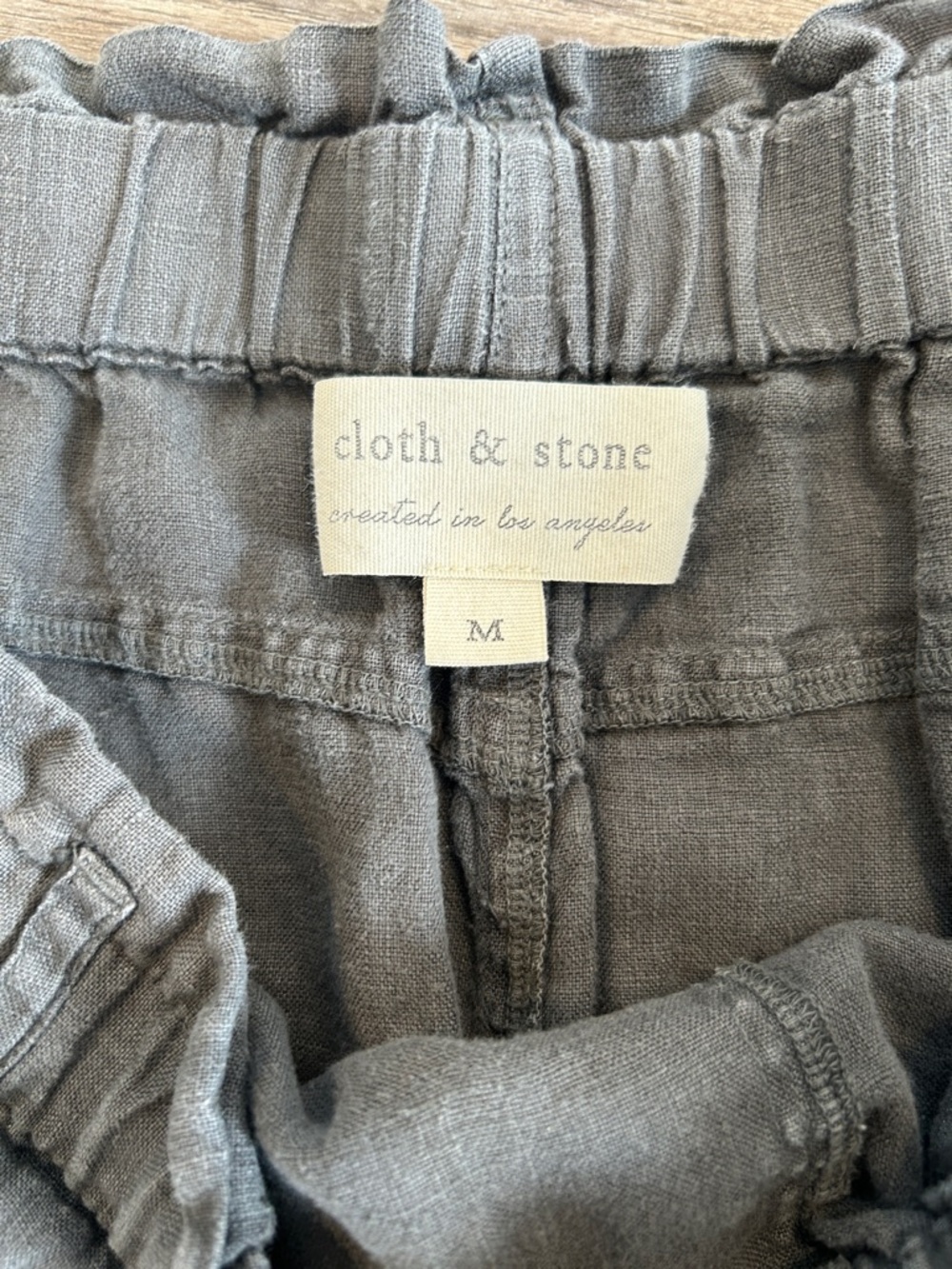 Anthro Cloth & Stone Linen Wide Leg Cropped Pants Raw Hem Paperbag M - Picture 3 of 9